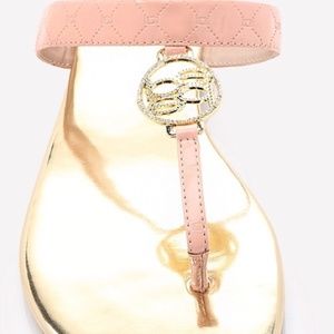 Bebe Logo Arronia Patent Slides Sandals